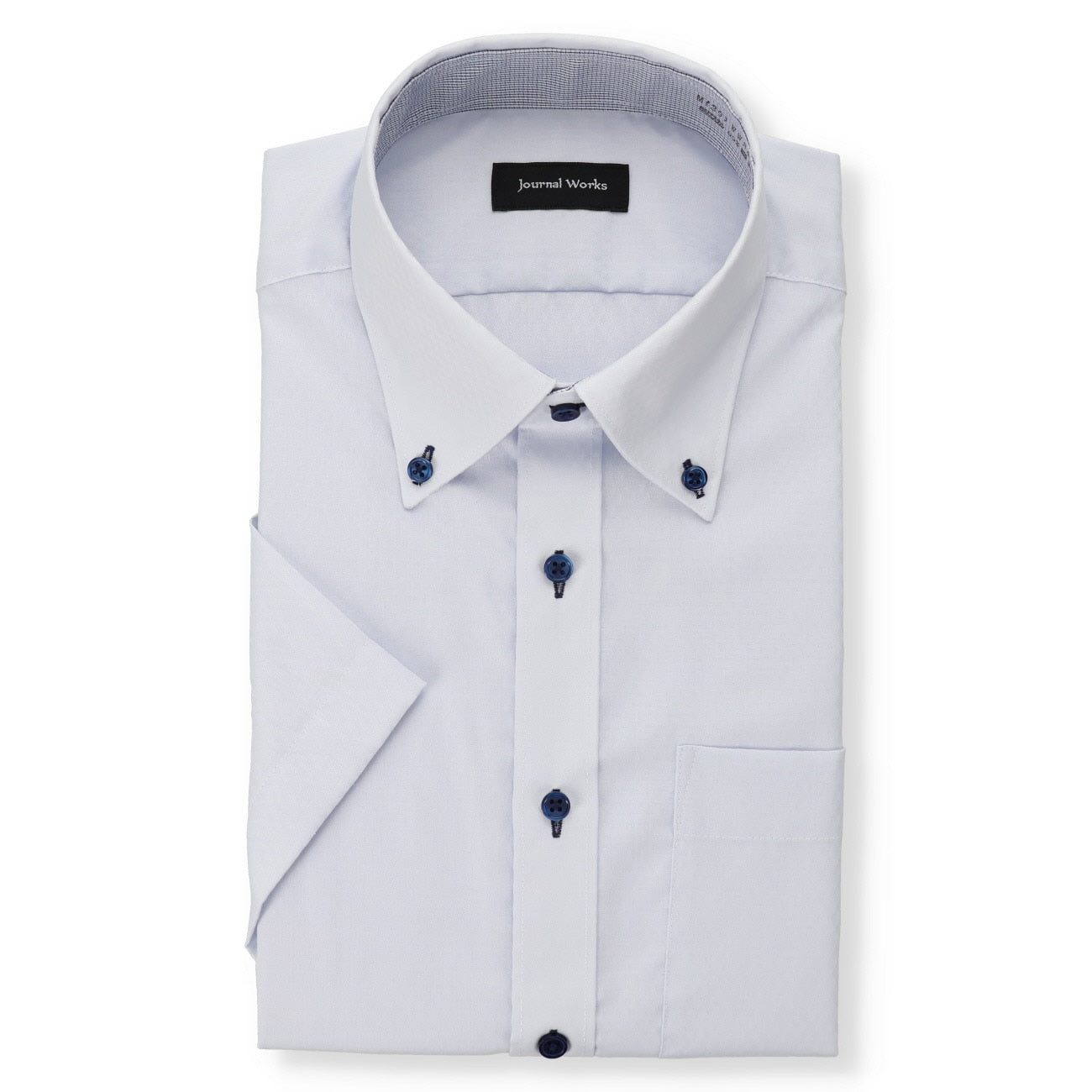Form-stable Antimicrobial Button-down Short Sleeve Shirt - Blue_01