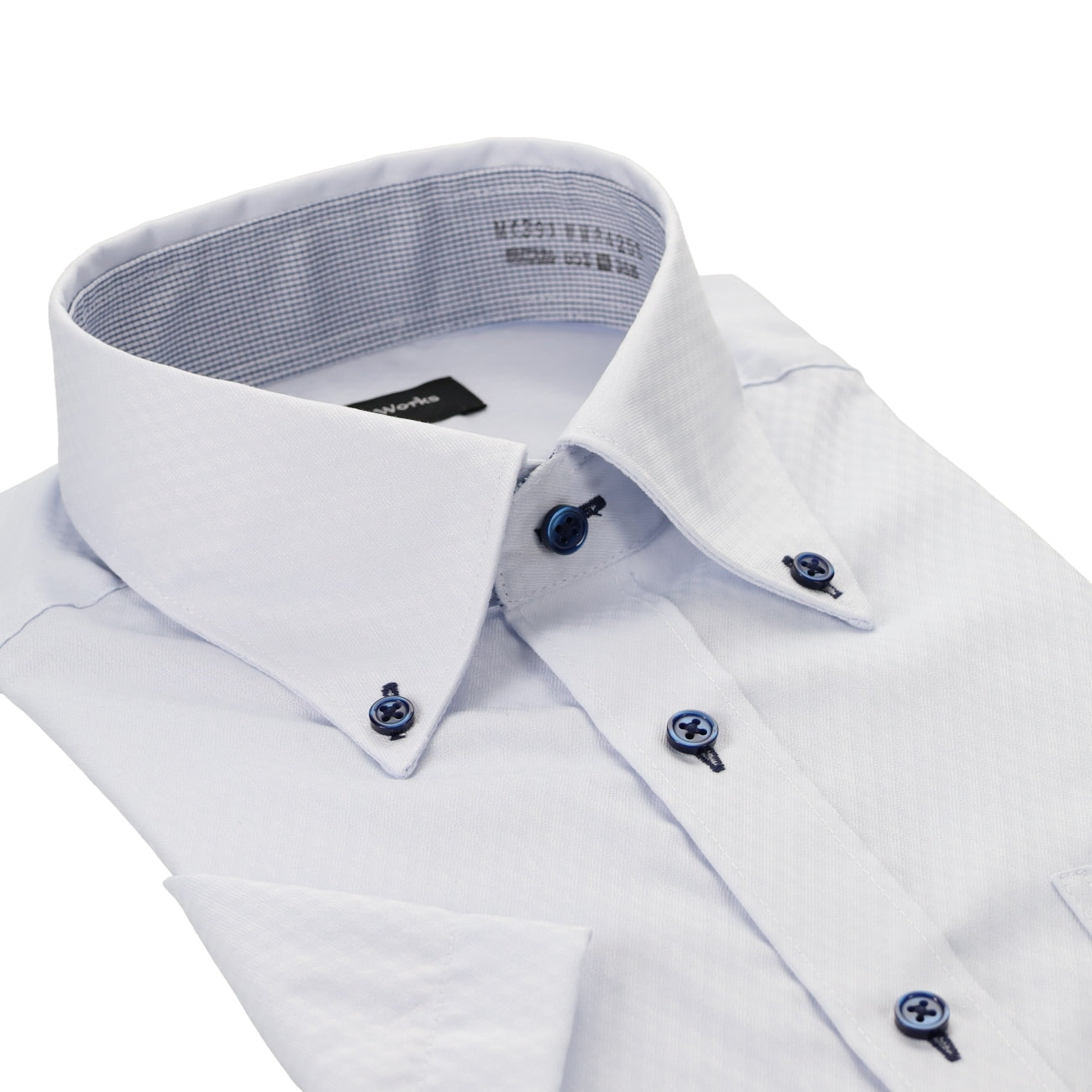 Form-stable Antimicrobial Button-down Short Sleeve Shirt - Blue_03
