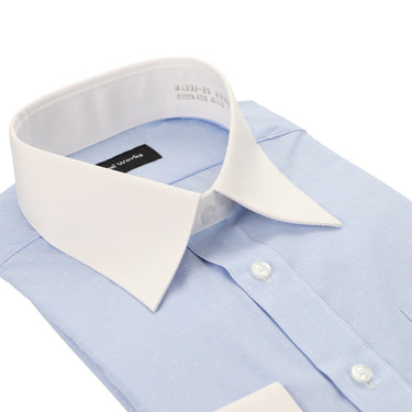 Form-stable Antimicrobial Contrast Point Collar Shirt - Blue_03