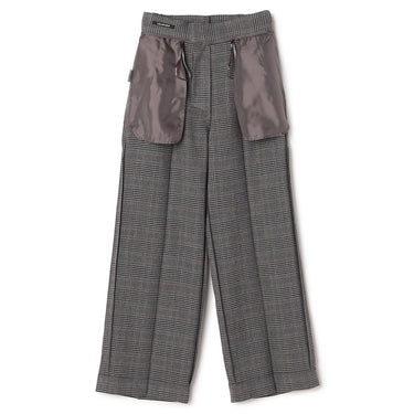 Tweed Stretch Black and White Check Wide Pants_15