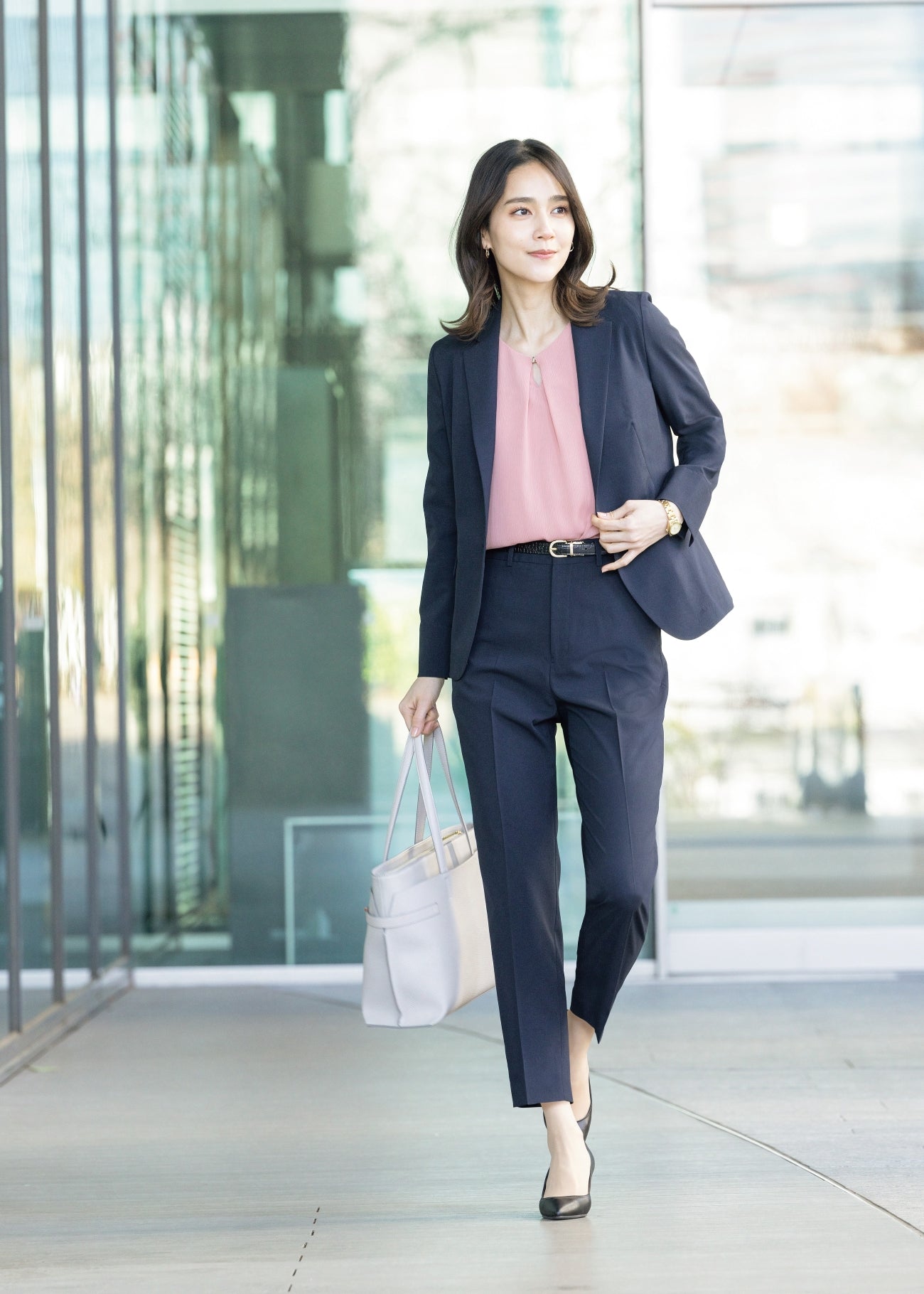 RIRANCHA Stretch Cropped Pants - Navy_02