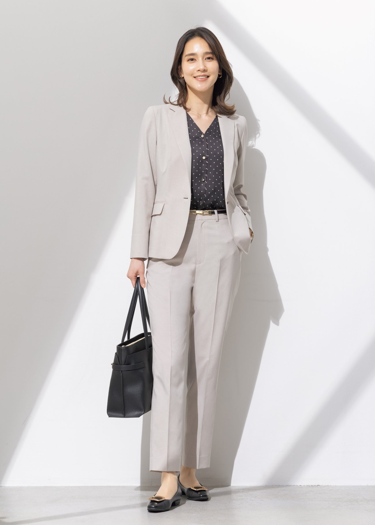 RIRANCHA Stretch Cropped Pants - Beige_02