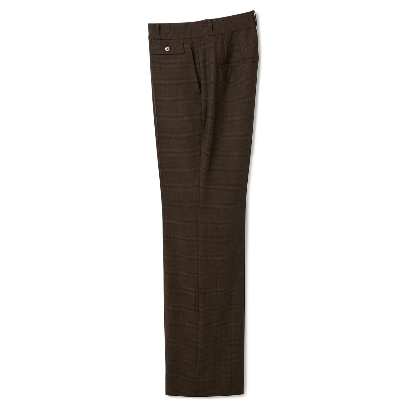 弹力格纹喇叭裤 - Brown_07