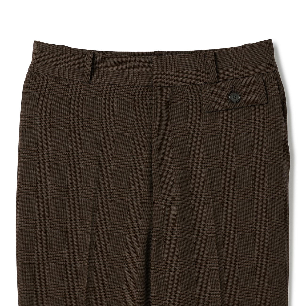 弹力格纹喇叭裤 - Brown_08