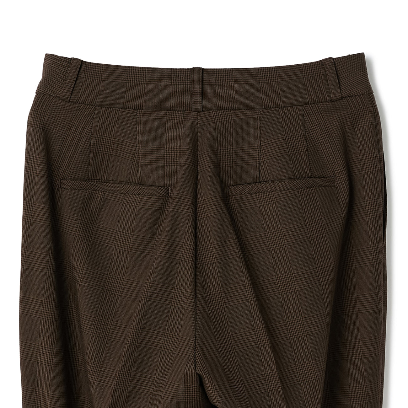 弹力格纹喇叭裤 - Brown_09
