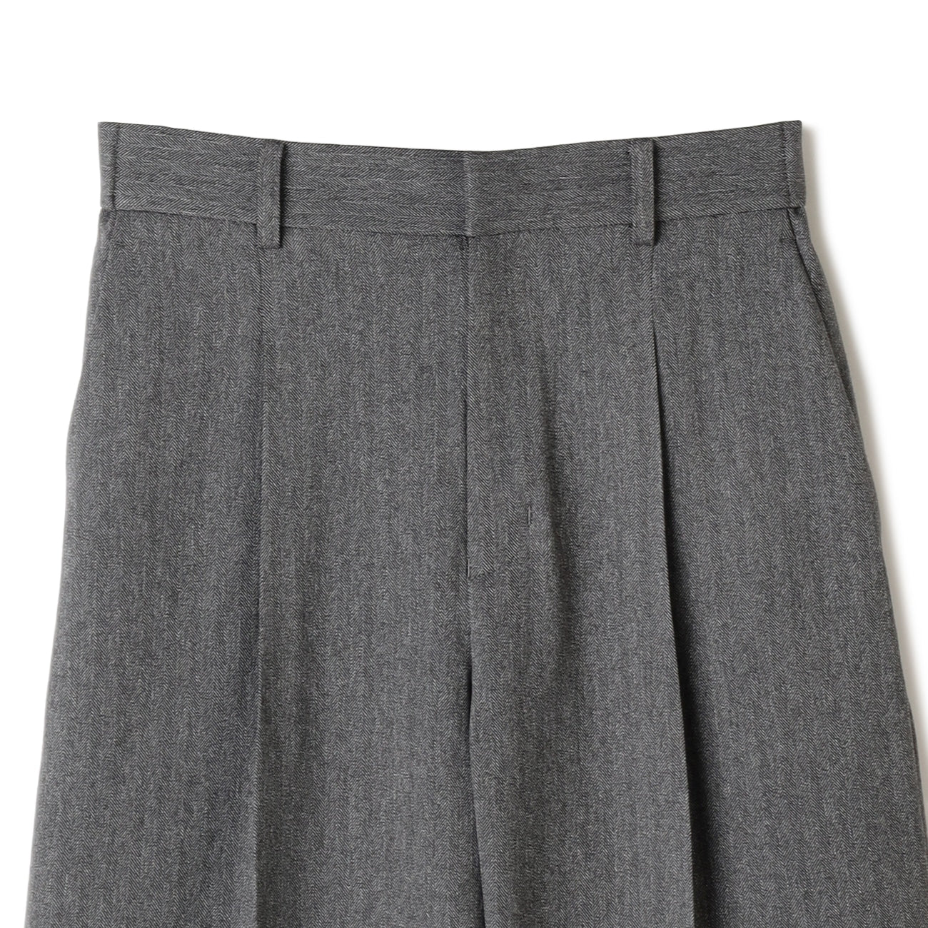 粗花呢鱼骨纹 宽松长裤 -灰