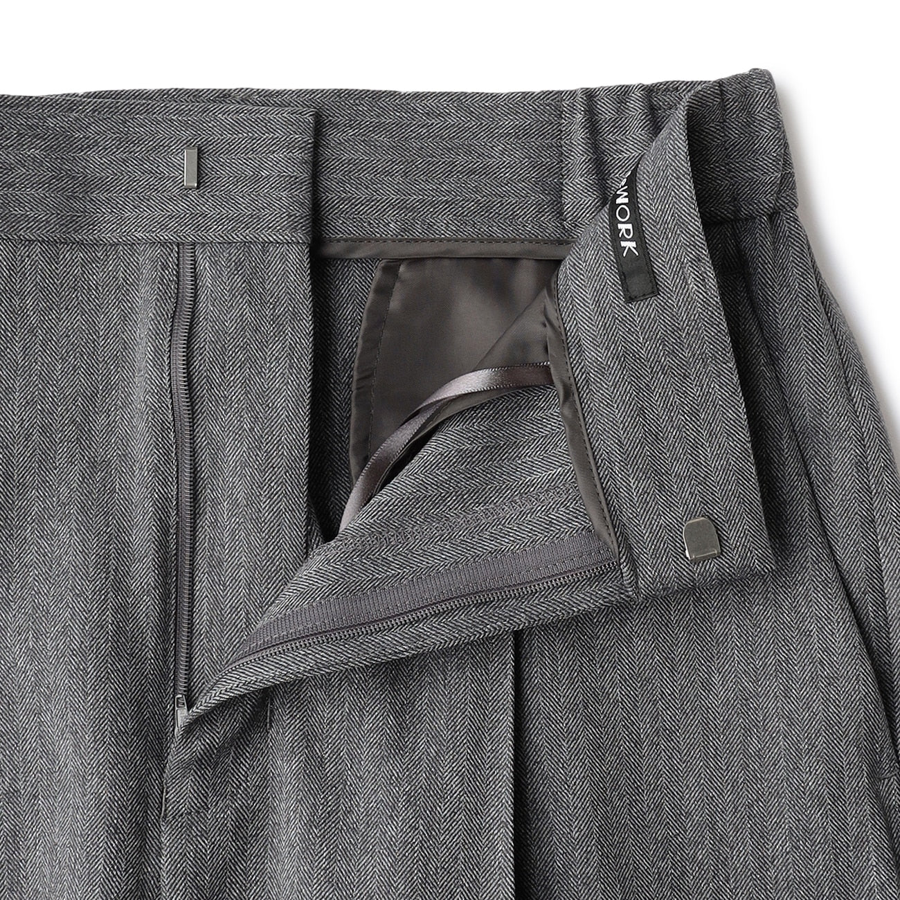 粗花呢鱼骨纹 宽松长裤 -灰