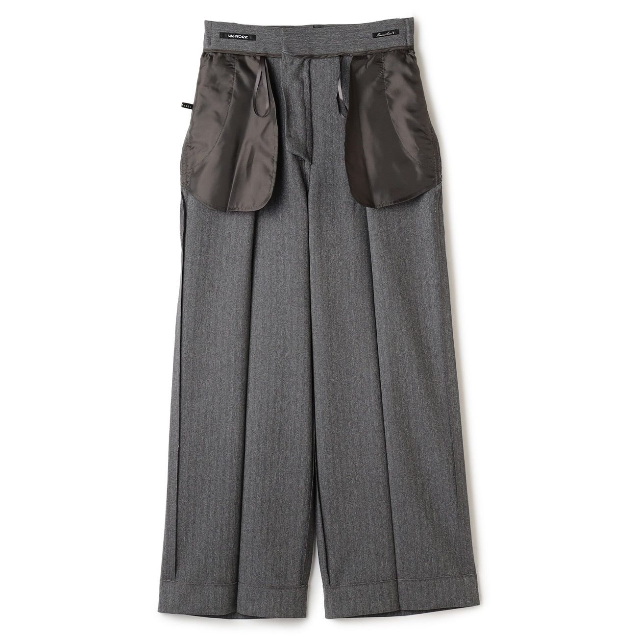 粗花呢鱼骨纹 宽松长裤 -灰