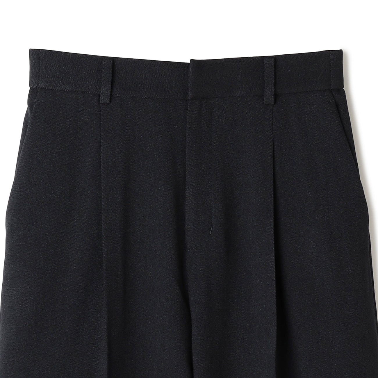 粗花呢鱼骨纹 宽松长裤 -深蓝