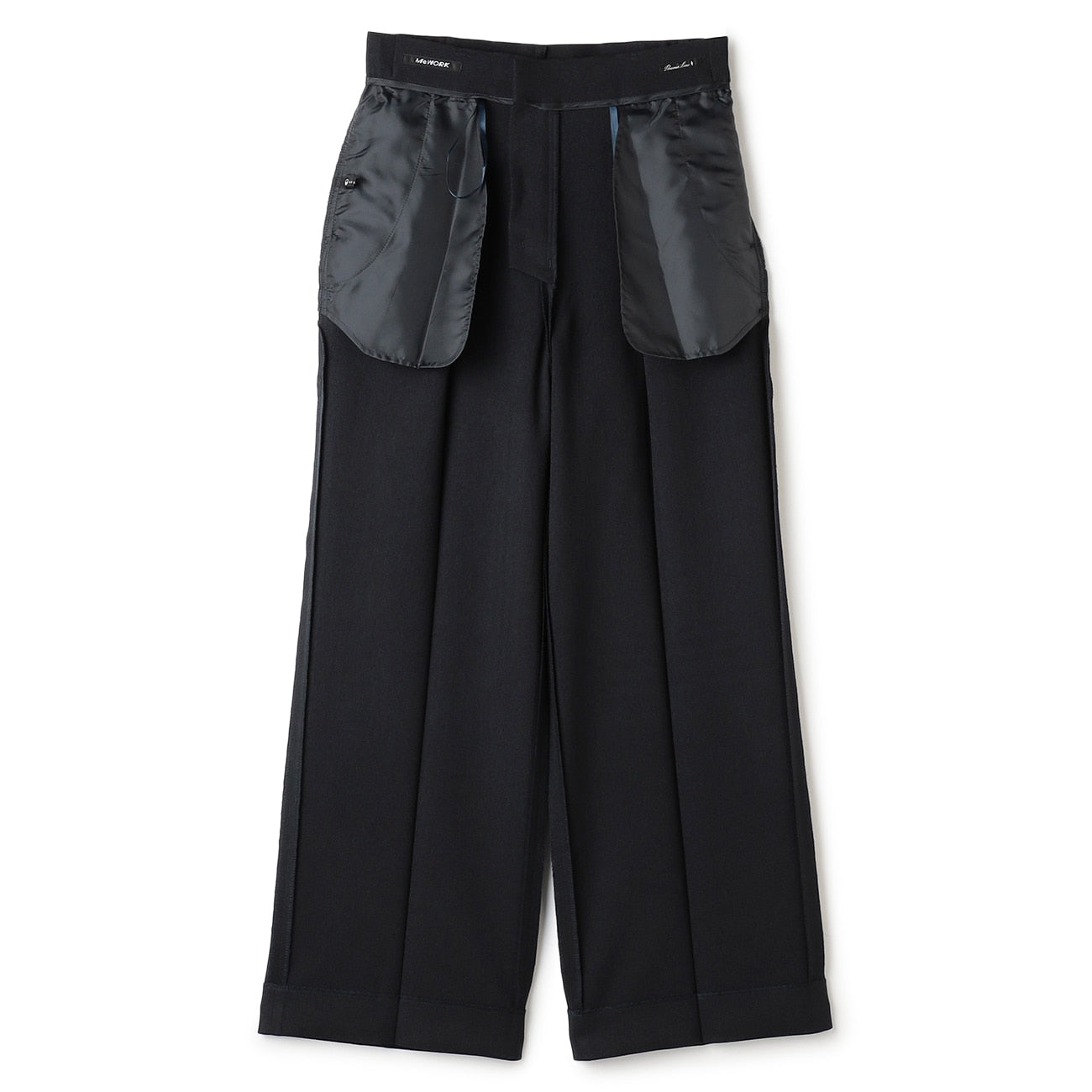 粗花呢鱼骨纹 宽松长裤 -深蓝