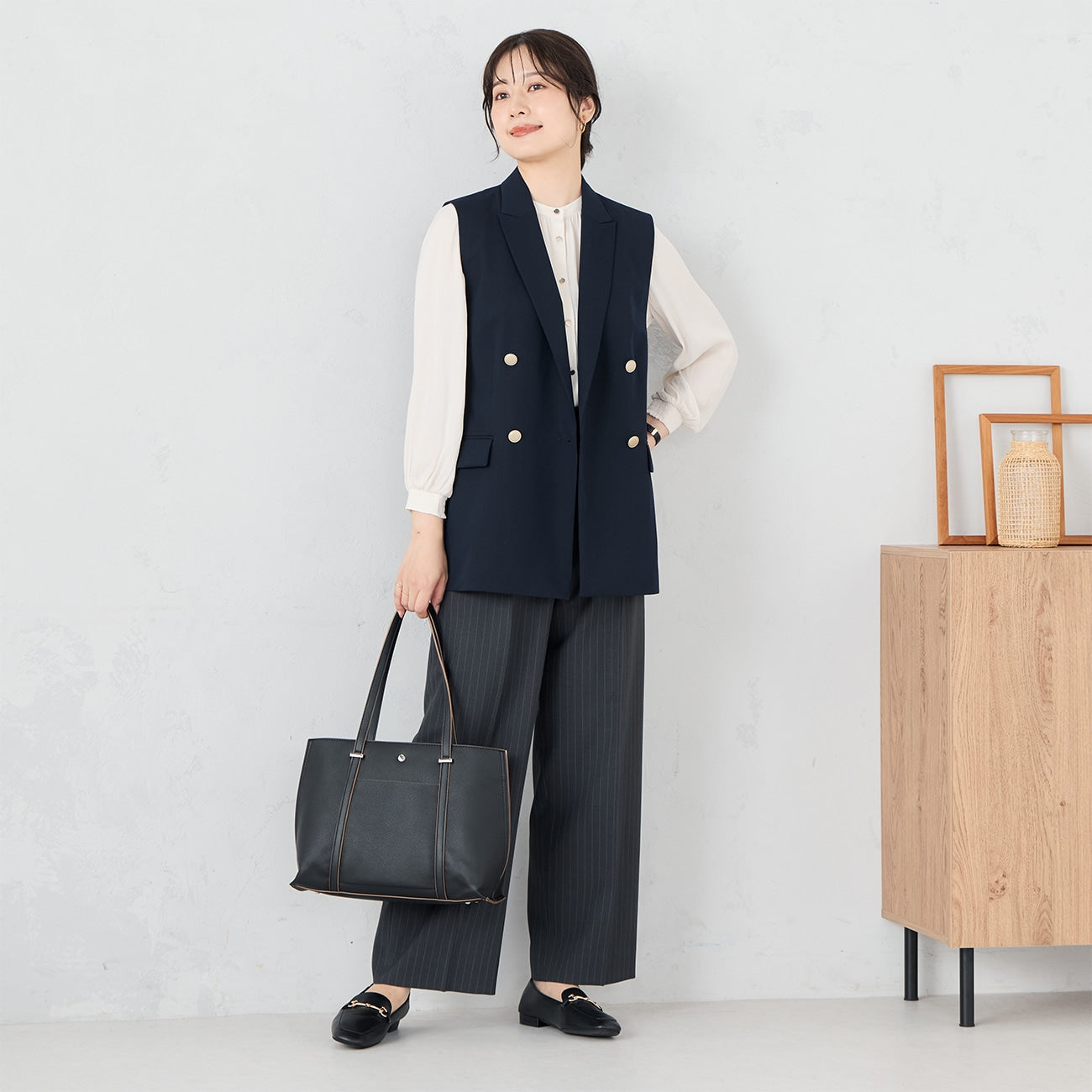 芭蕾舞条纹宽松长裤 -灰