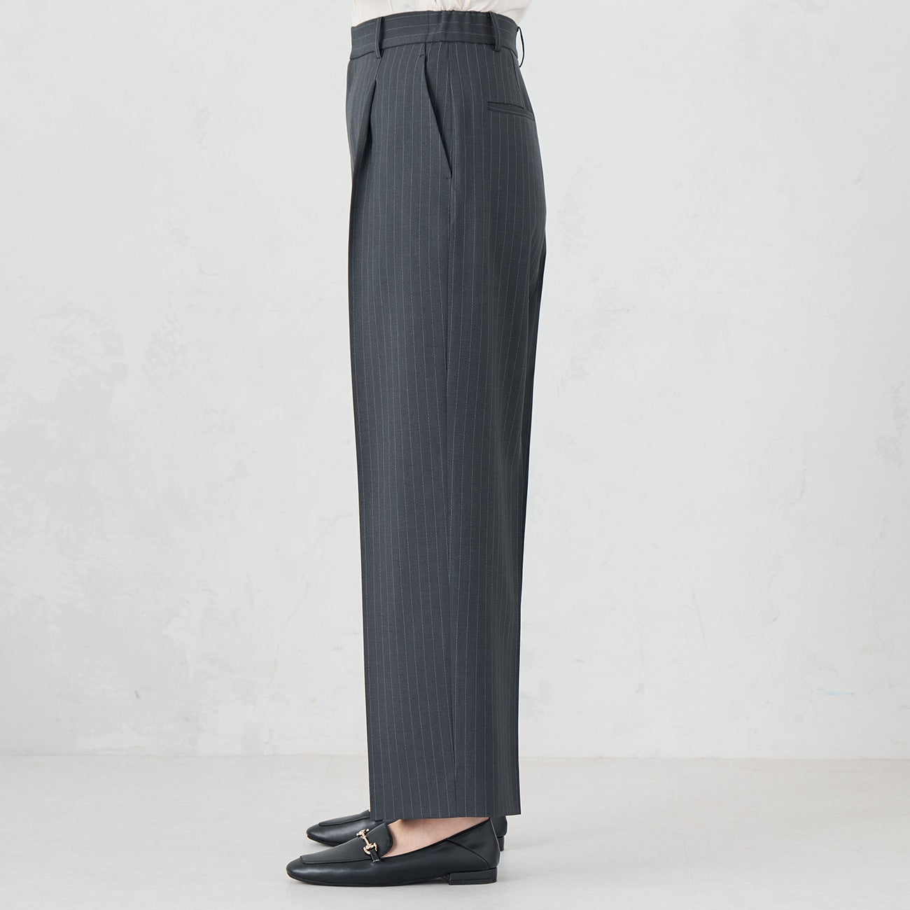 芭蕾舞条纹宽松长裤 -灰