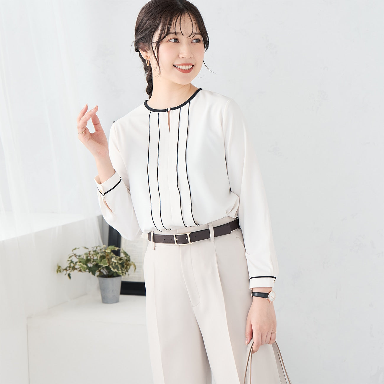 芭蕾舞宽长裤 - 米色_03