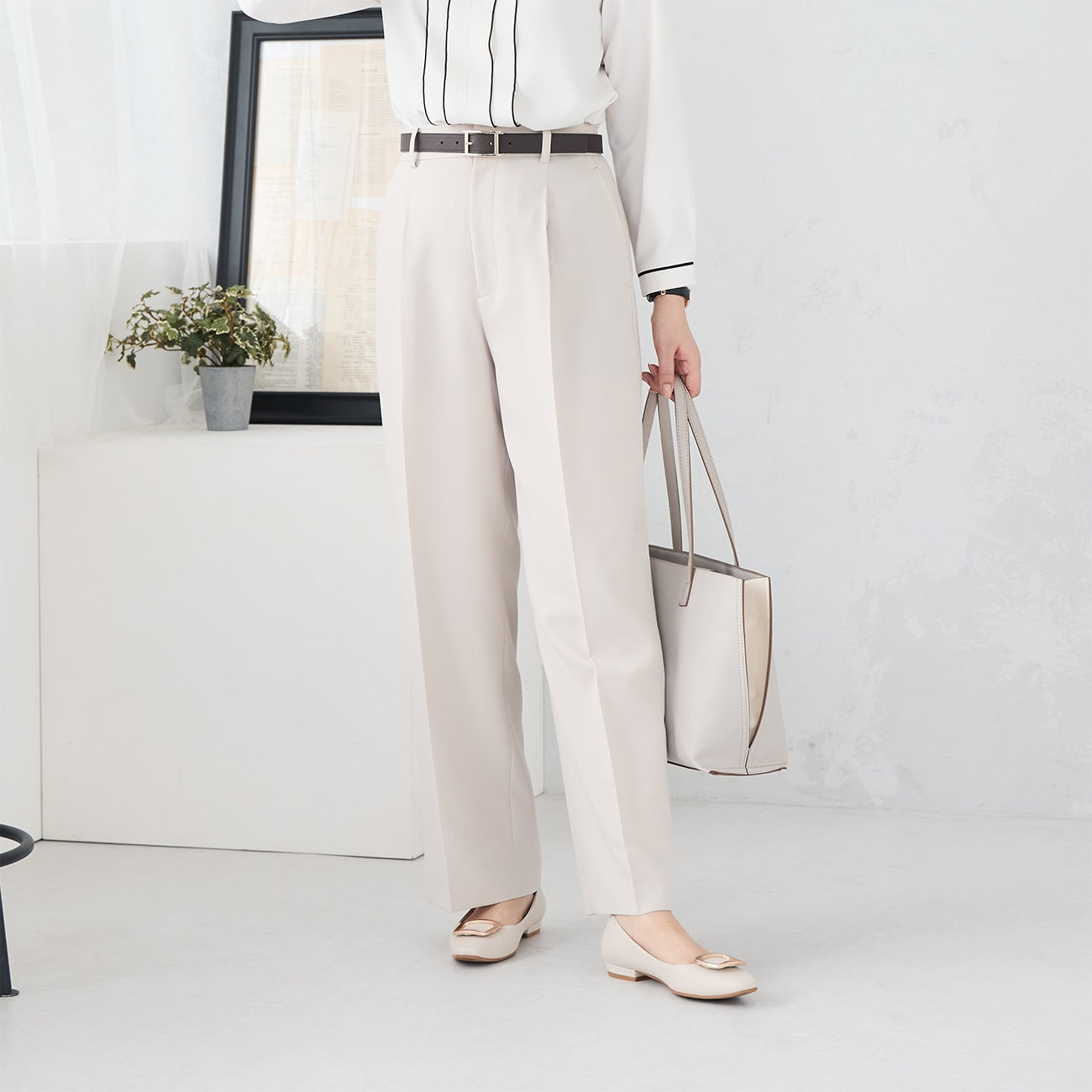 芭蕾舞宽裤 - 米色_01
