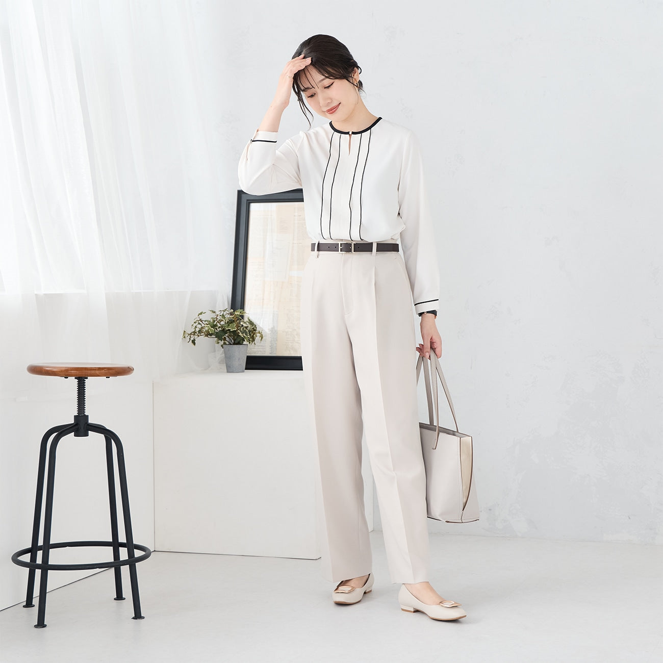 芭蕾舞宽裤 - 米色_04