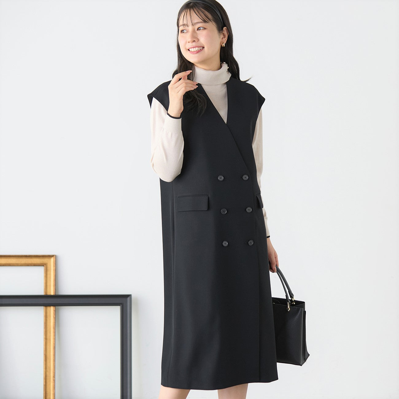 Powderly Stretch Black Dress Vest