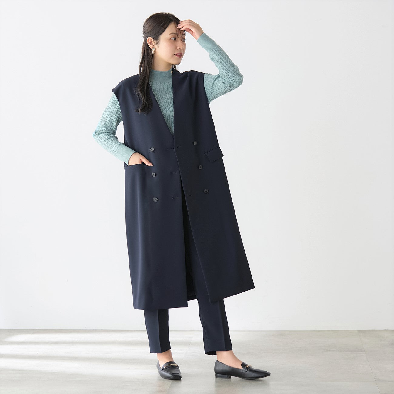 Powderly Stretch Navy Blue Dress Vest_02