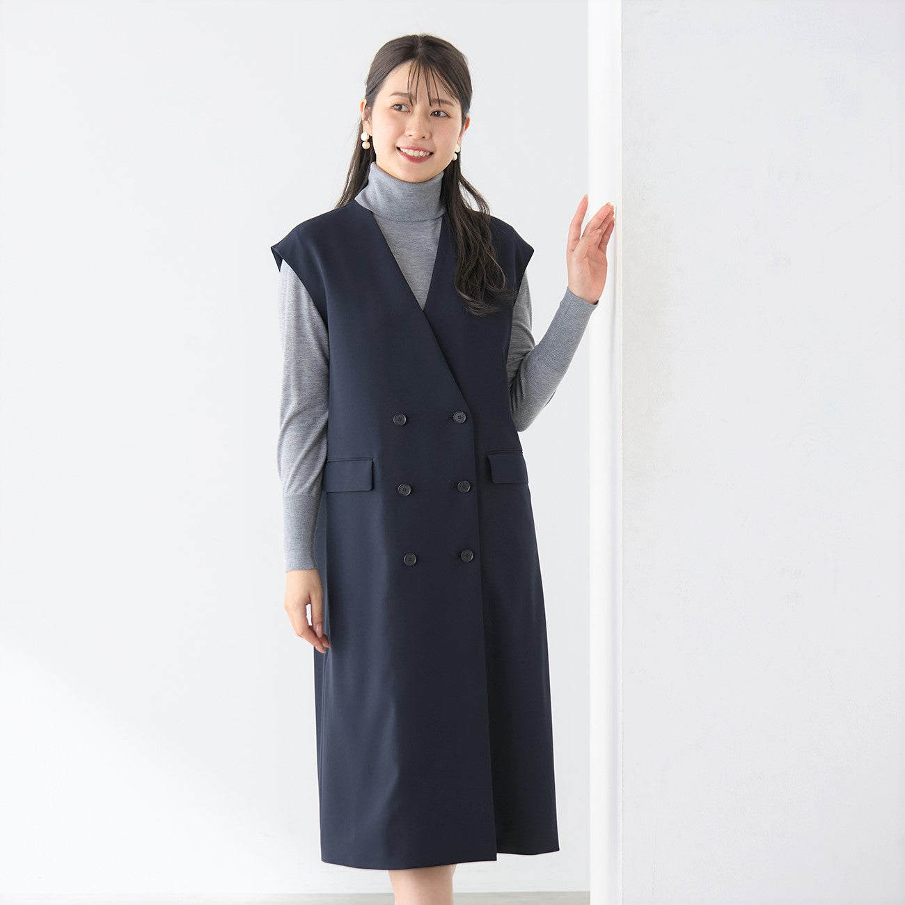 Powderly Stretch Navy Blue Dress Vest_03