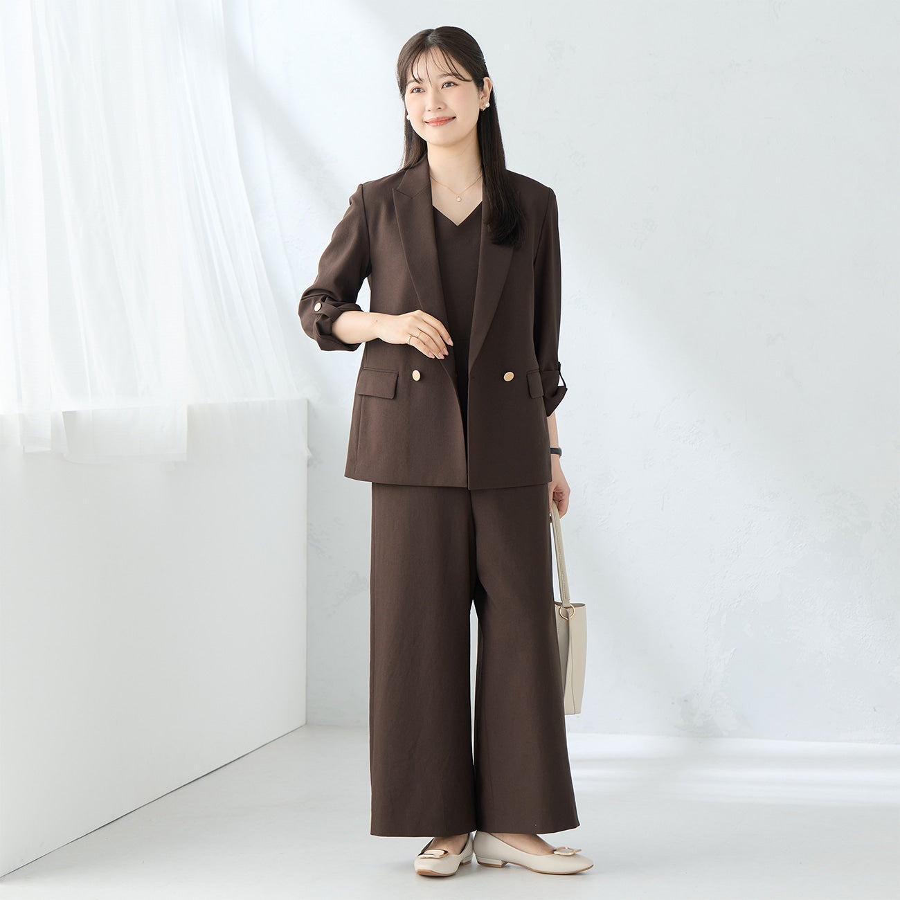RIRANCHA Stretch连体衣 - Brown_04