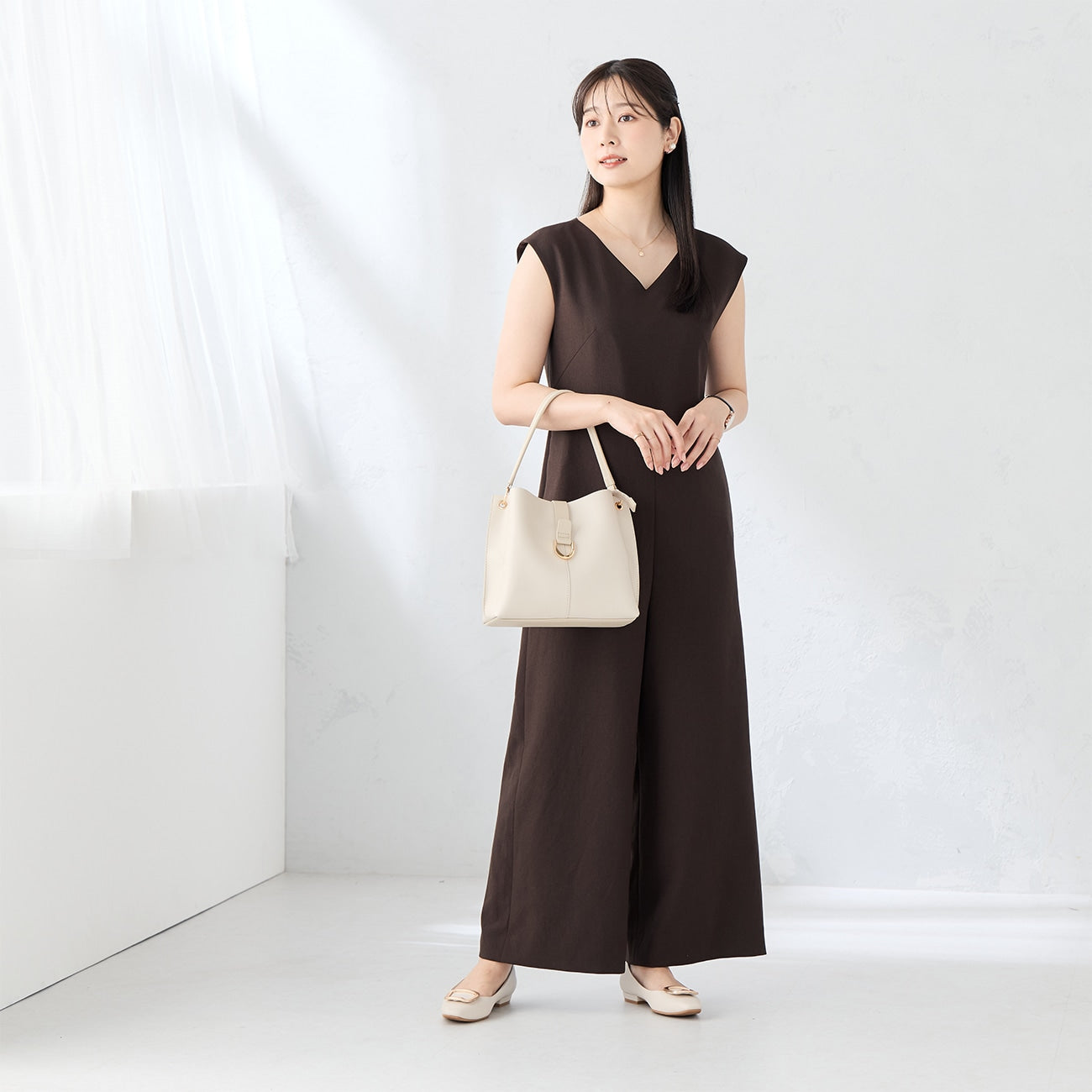 RIRANCHA Stretch连体衣 - Brown_02