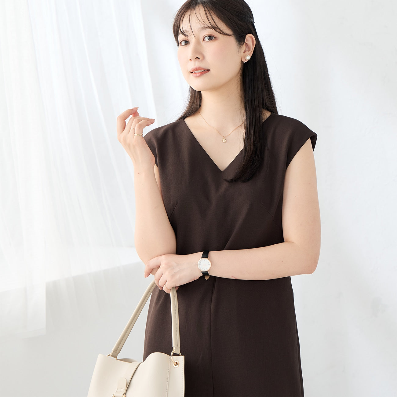 RIRANCHA Stretch连体衣 - Brown_10