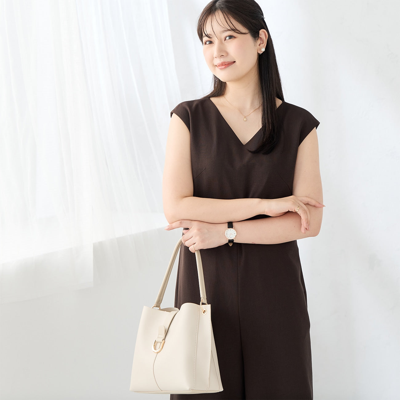 RIRANCHA Stretch连体衣 - Brown_08