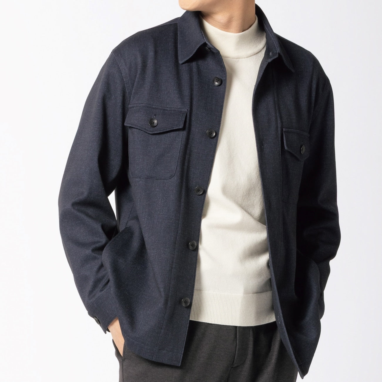 睡衣西裝 Printed Jersey Shirt外套 -深蓝