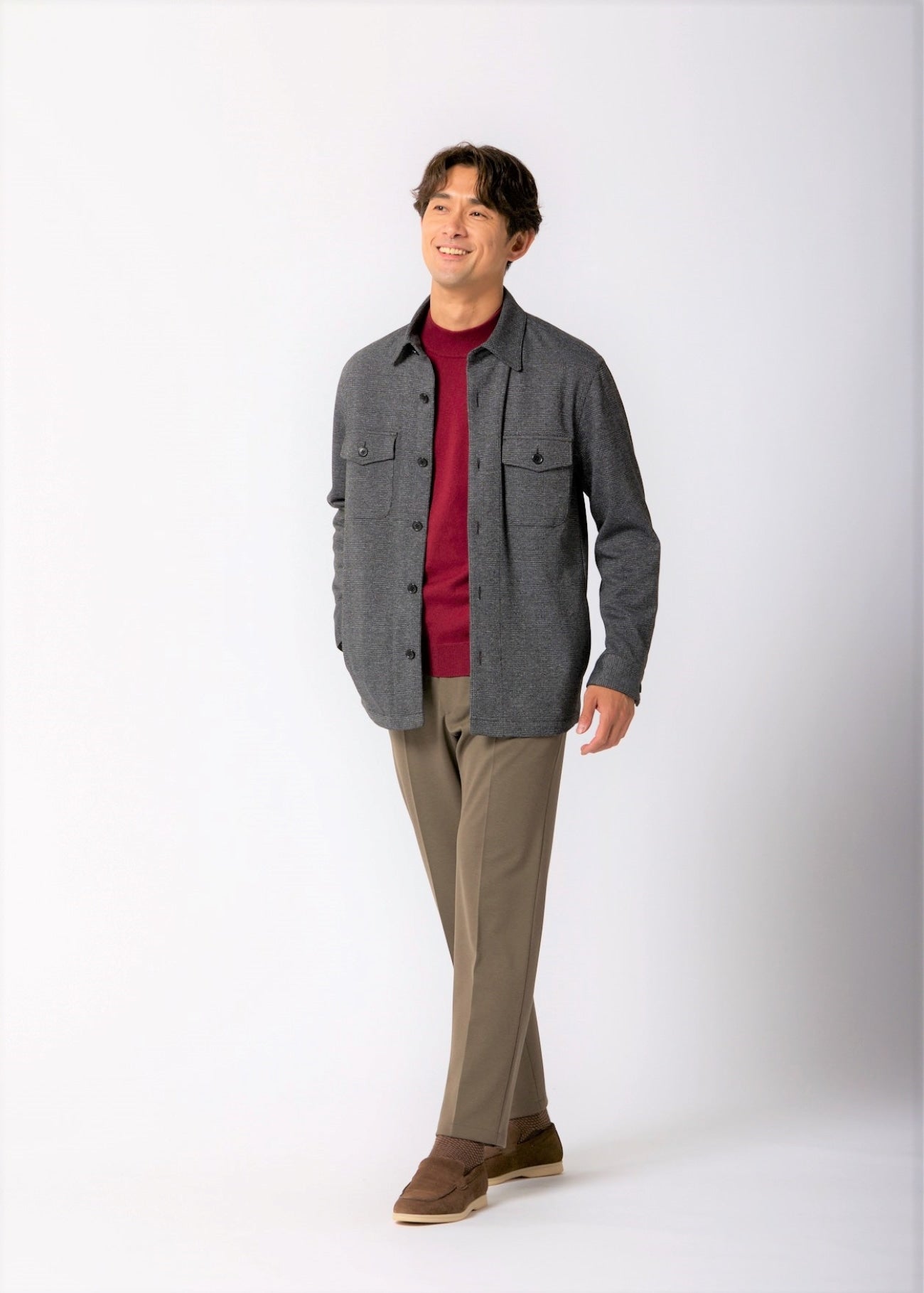 睡衣西裝 Premium Jersey Glen-plaid Shirt外套 - Medium灰