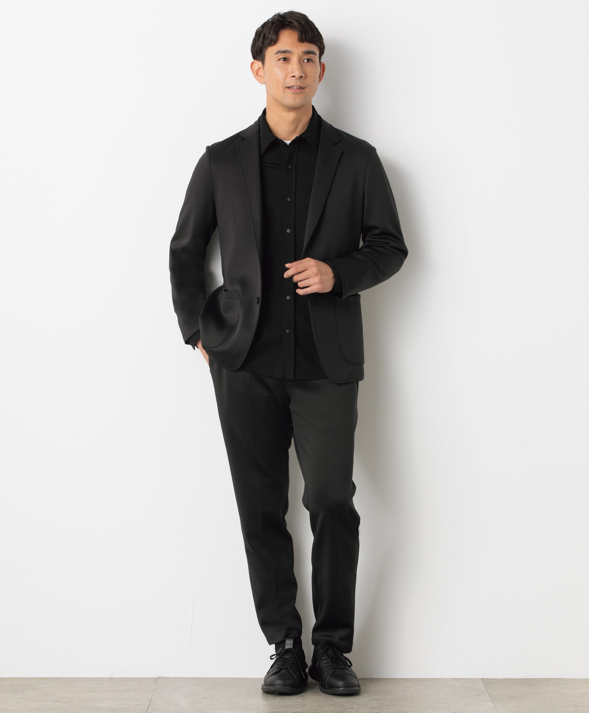 Jersey Black Plain Jacket_02