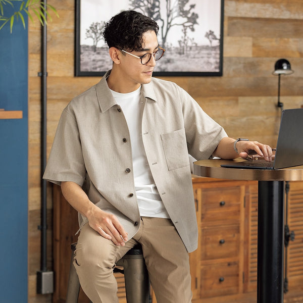 Linen-Like Shirt Jacket [A23_G261Q810] | AOKI GLOBAL