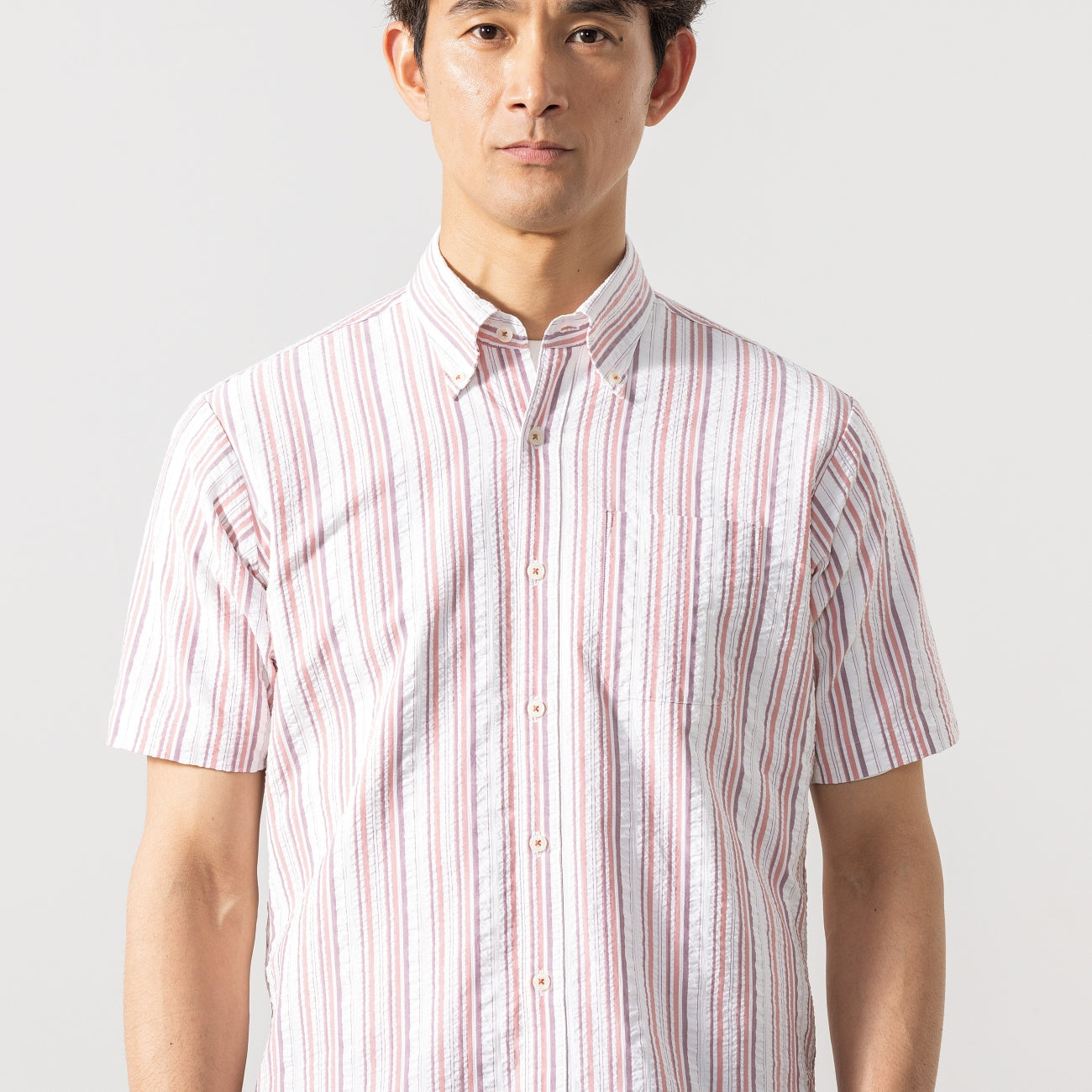 Casual Button-down Short Sleeve Stripe Shirt_02