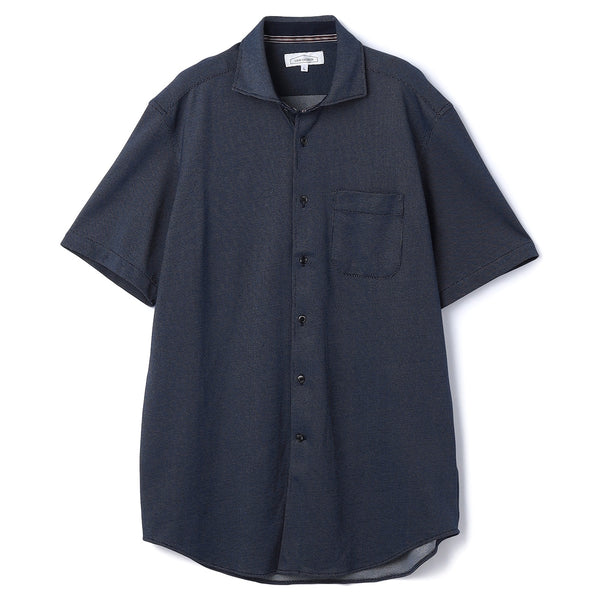 SUPER Aircool Stretch Pin Dot Short Sleeve Spread Collar Shirt
