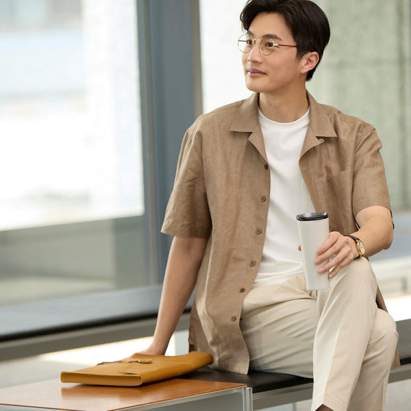 Linen Cotton Open Collar Shirt [A24_6NLWSH3] | AOKI GLOBAL
