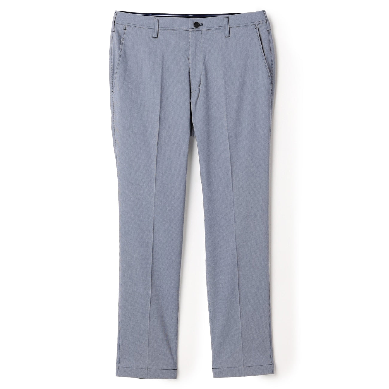 Adjustable Hem Stretch Tapered Houndstooth Pants - Light Blue_01