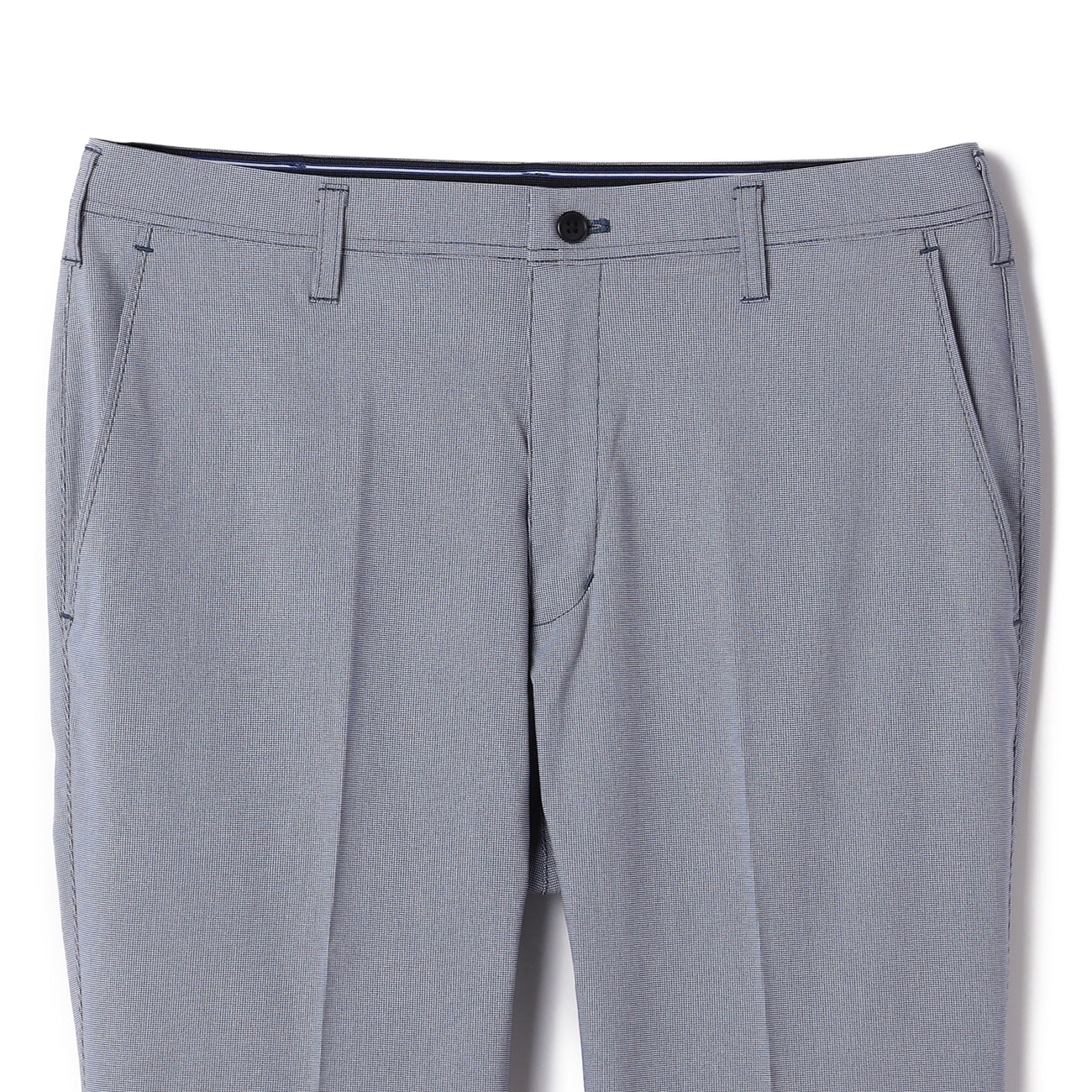Adjustable Hem Stretch Tapered Houndstooth Pants - Light Blue_03