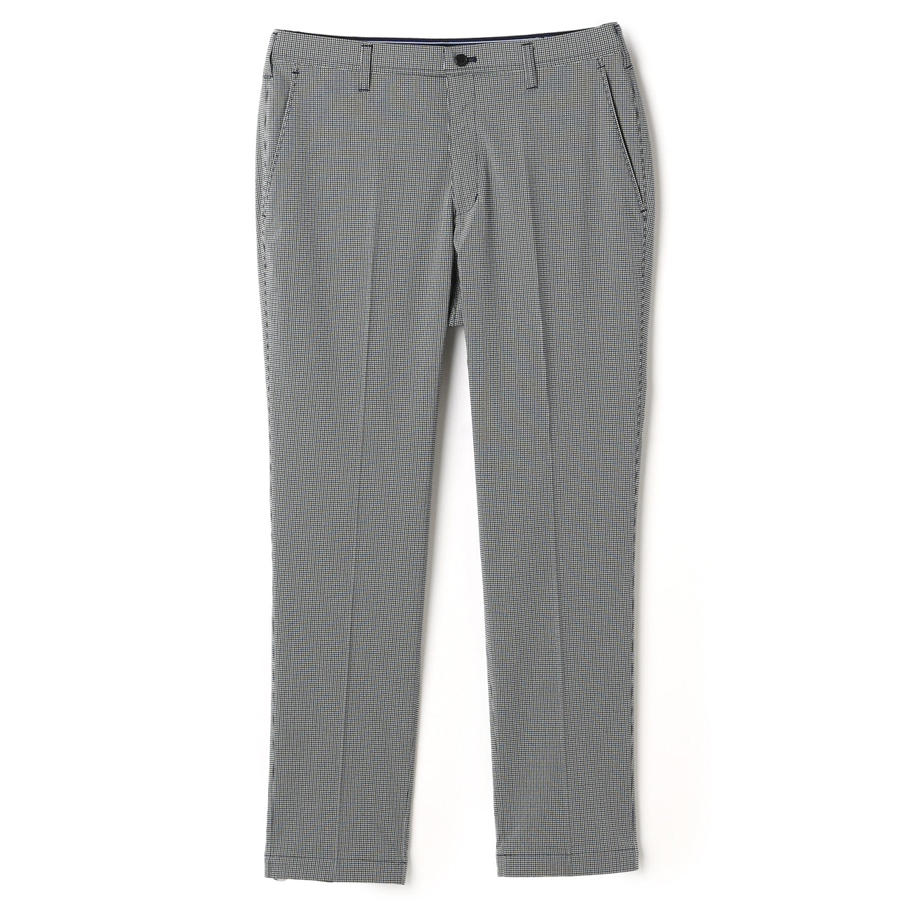 Adjustable Hem Stretch Tapered Gun Club Check Pants - Navy_01