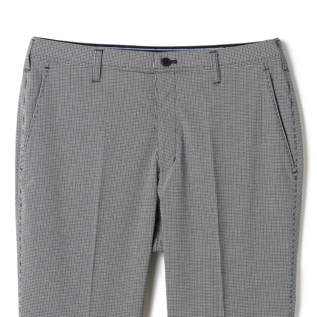 Adjustable Hem Stretch Tapered Gun Club Check Pants - Navy_03