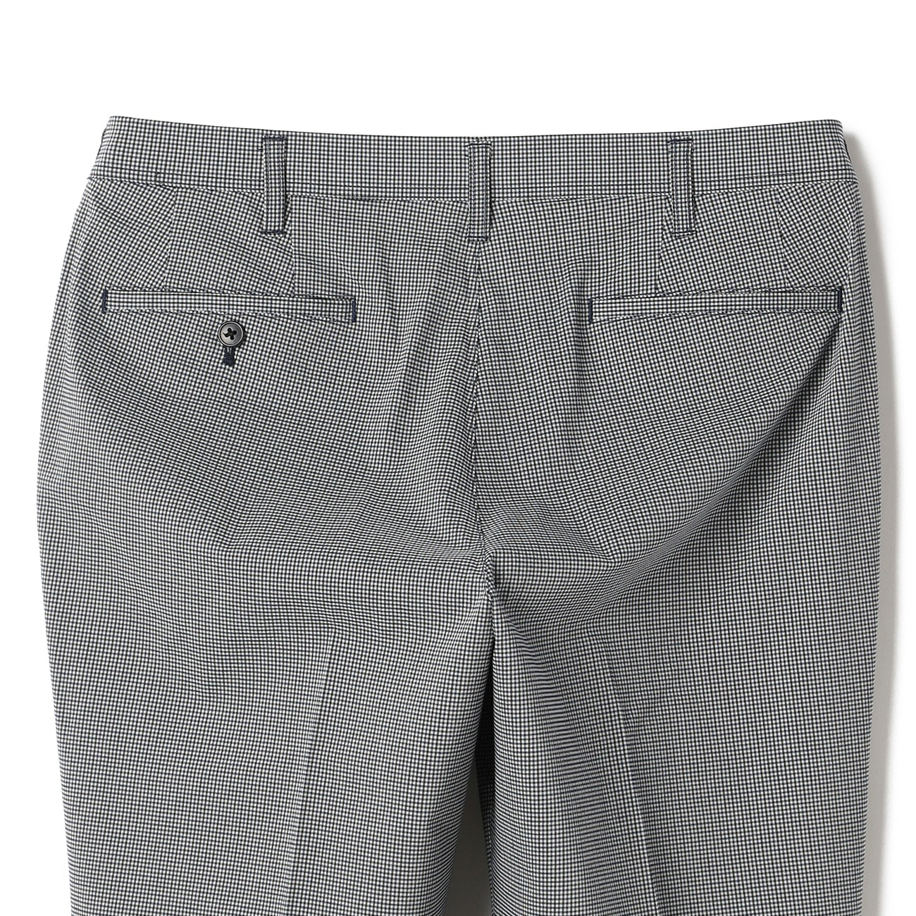 Adjustable Hem Stretch Tapered Gun Club Check Pants - Navy_04