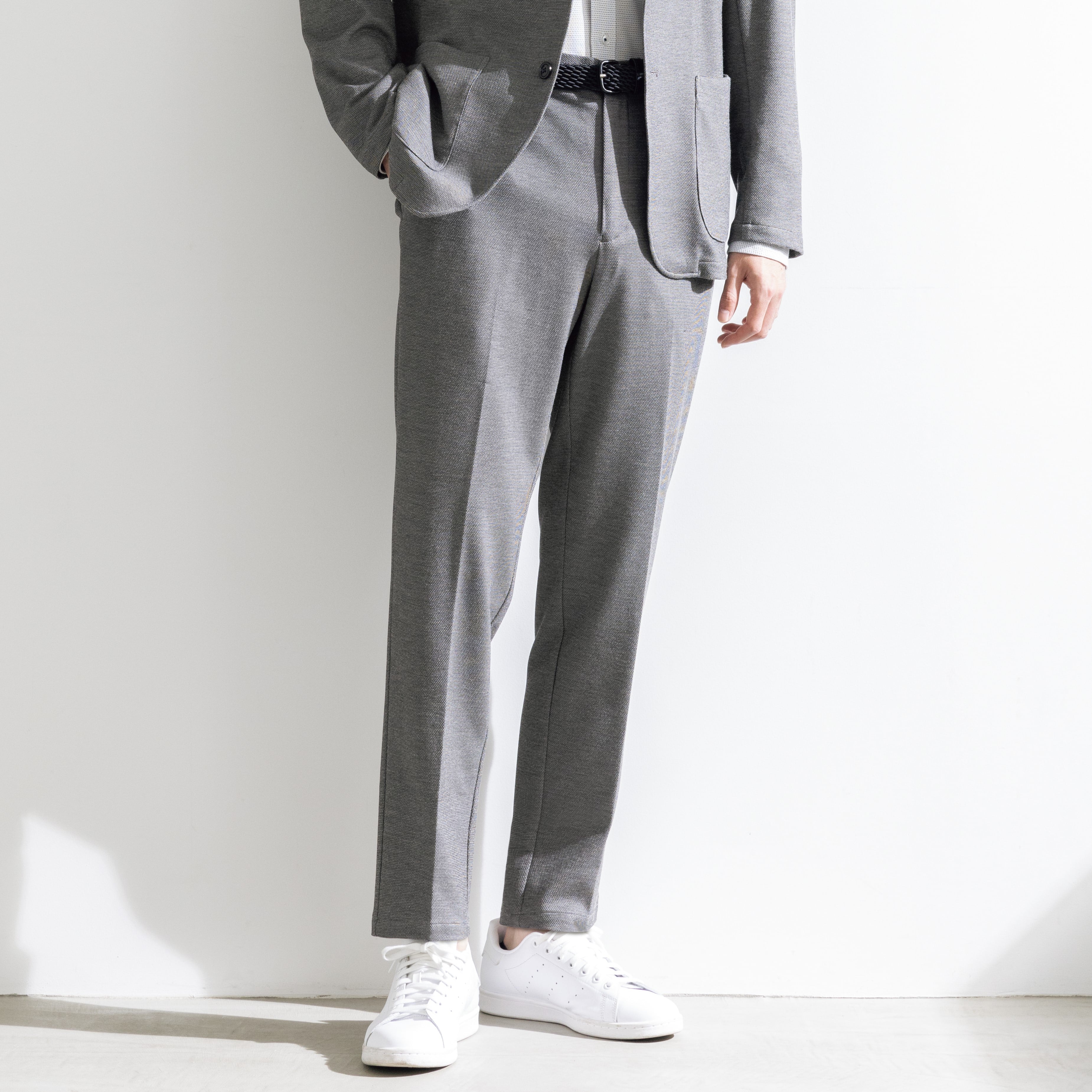 Pajama Suits Jacquard Jersey Pants - Gray_01