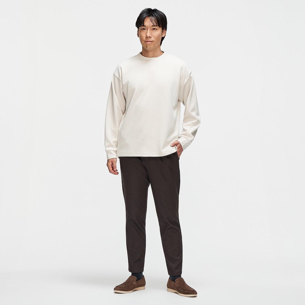 睡西服印花针织长裤 - Brown_03