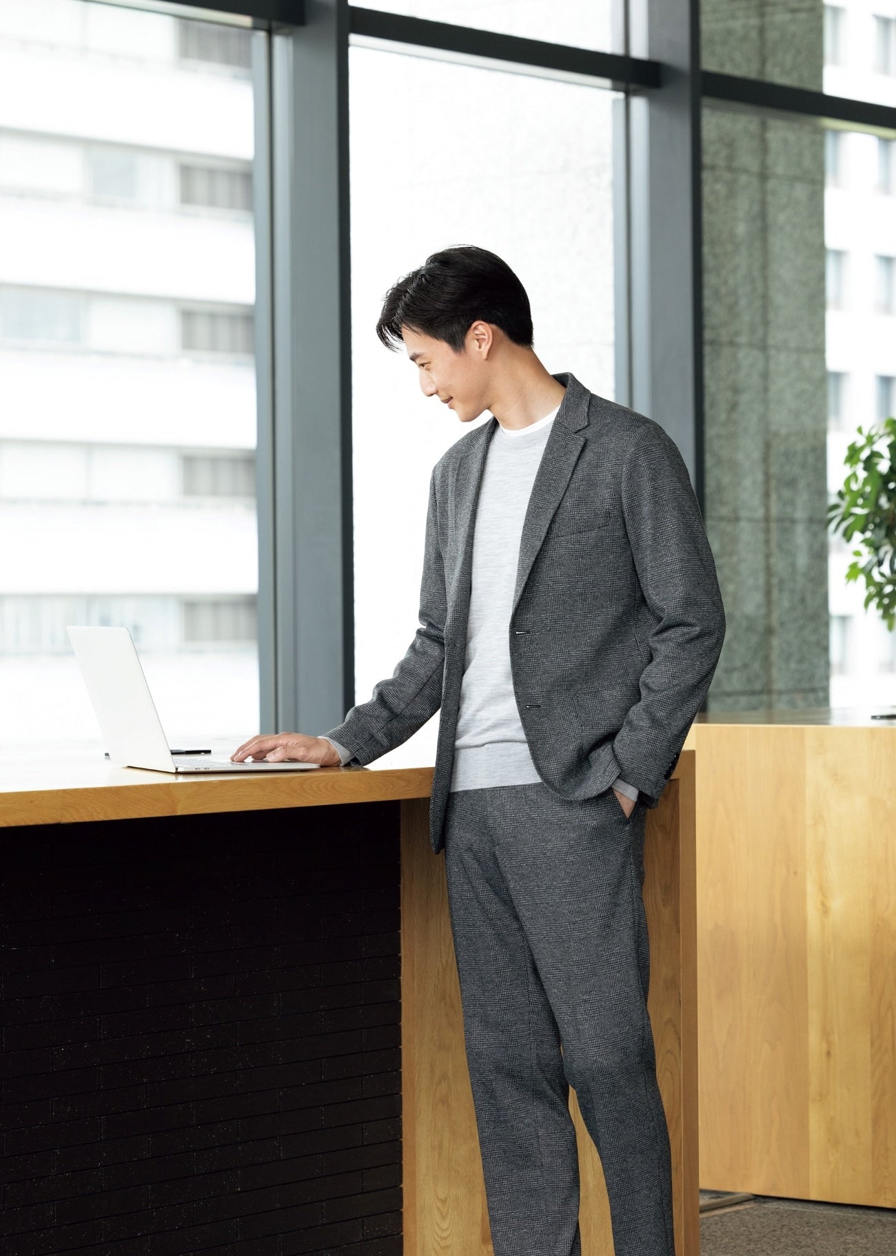 睡西衣裝 Premium Jersey Glen-Plaid Pants - Medium灰