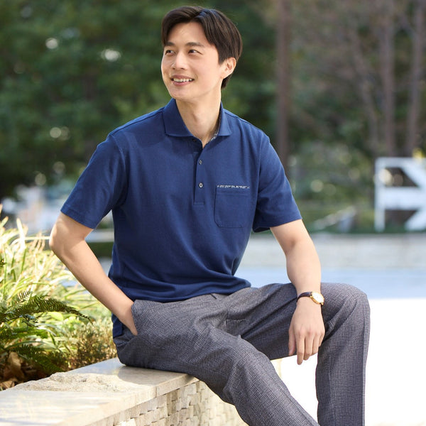 【PXG】SUMMER COLOR BLOCKED ONE POINT COLLAR T-SHIRT /追跡付 PXG KOREA MEN SUMMER COLOR BLOCKED PERFORATED COLLAR T-SHIRT