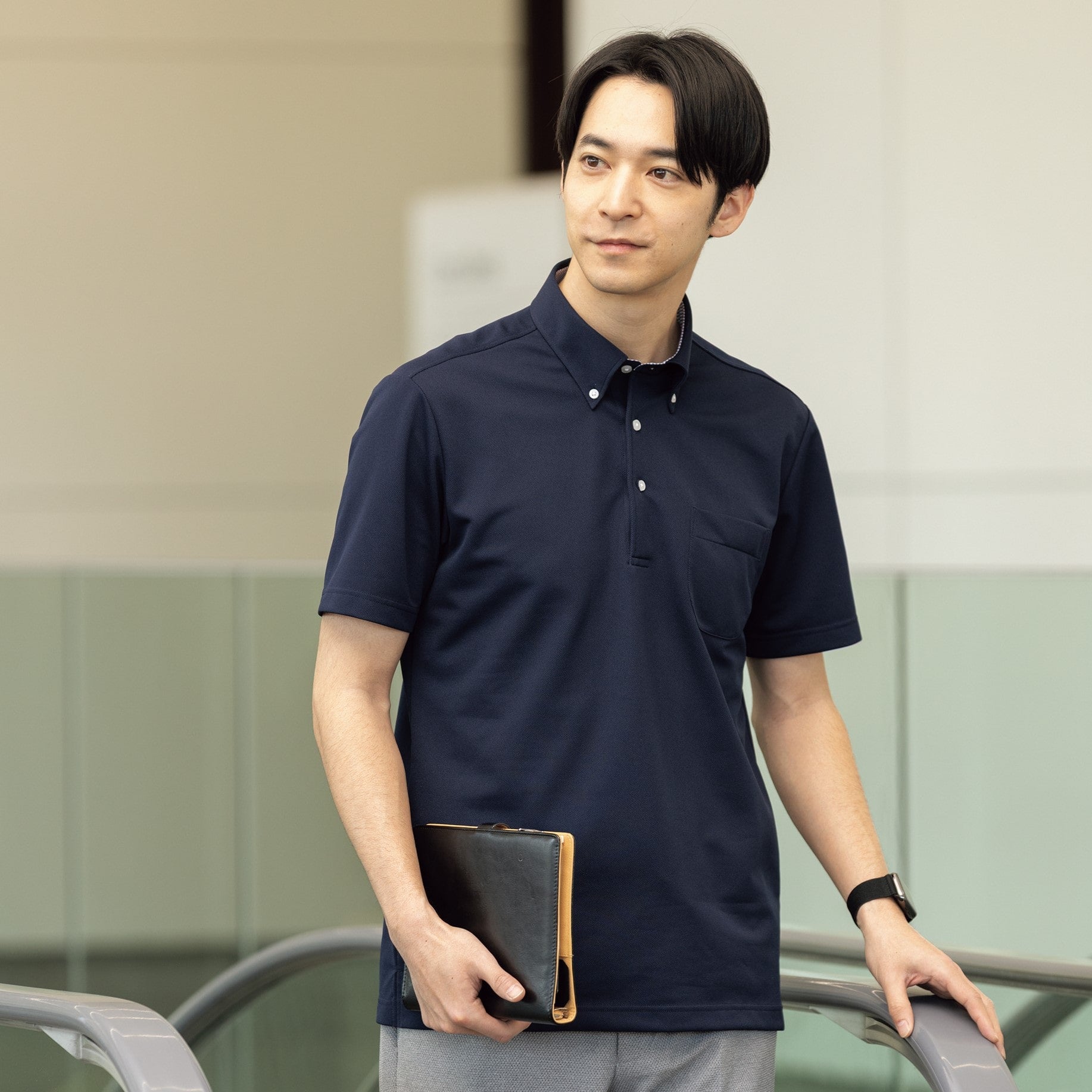 Biz PoloAircool 钮扣领衬衫 Polo Shirt -深蓝