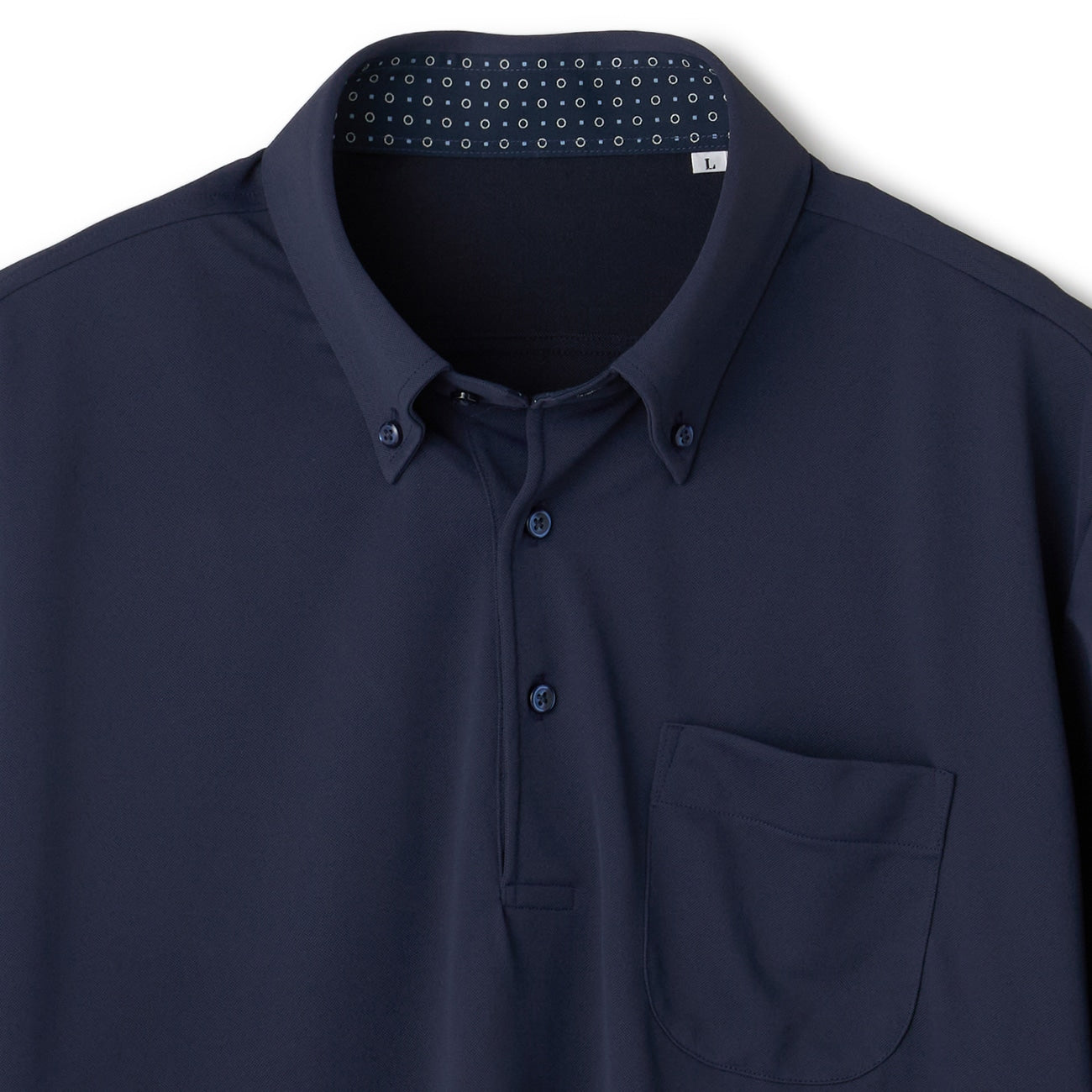 Biz Polo Aircool Button-down Moss Stitch Polo Shirt - Navy_03