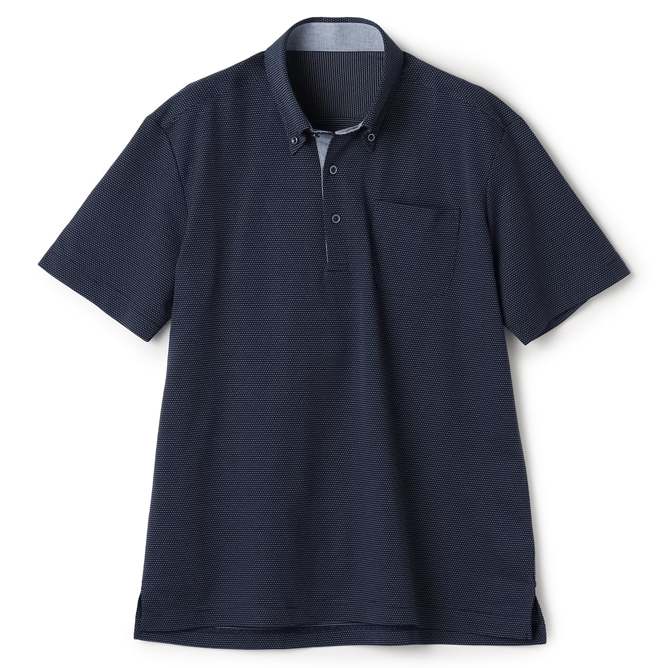 Biz PoloAircool 钮扣领衬衫 Sashiko Polo Shirt -深蓝