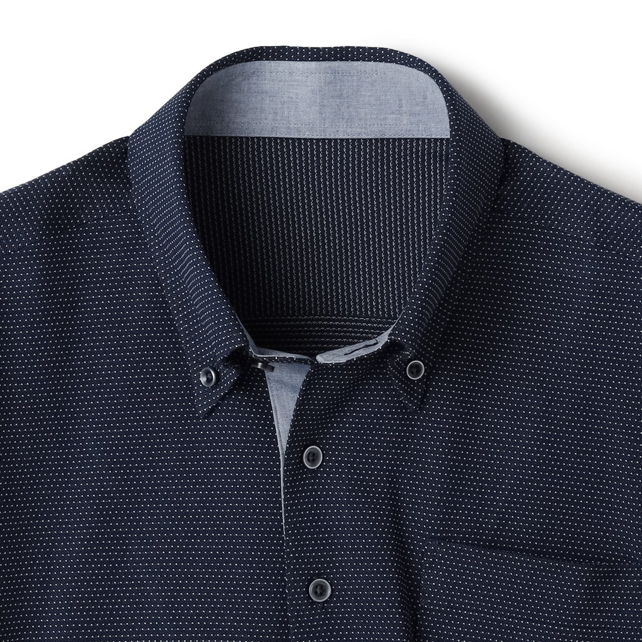Biz PoloAircool 钮扣领衬衫 Sashiko Polo Shirt -深蓝