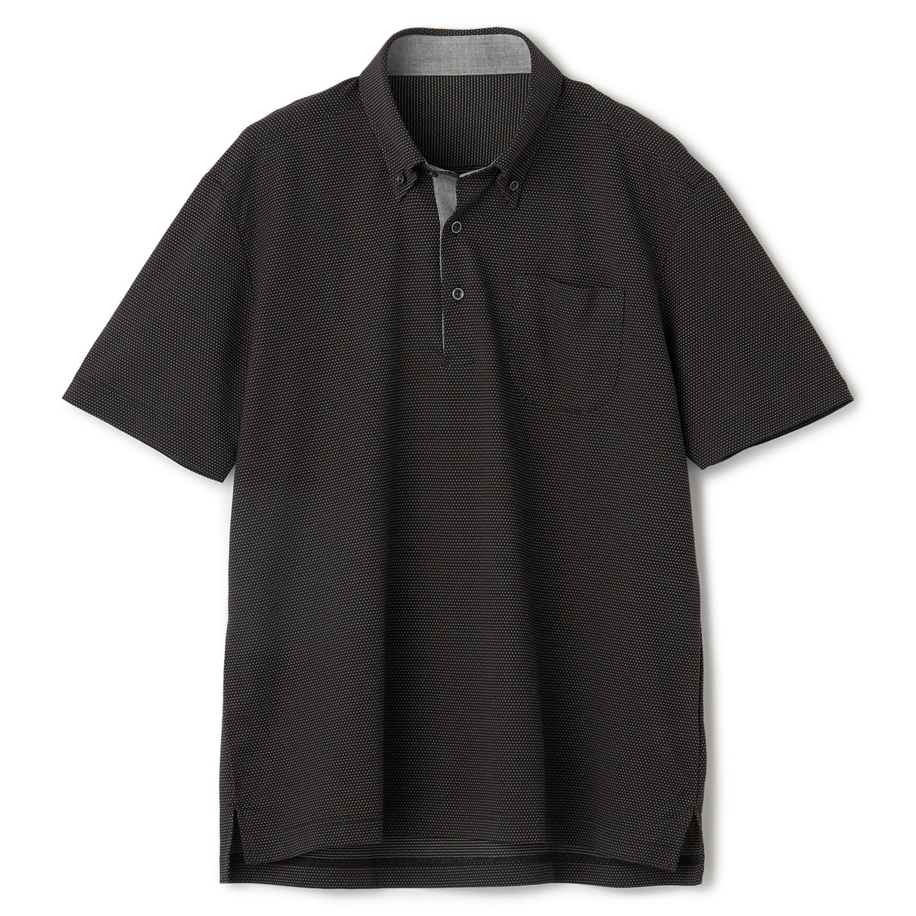 Biz Polo Aircool Button-Down Sashiko Polo Shirt - Black_01