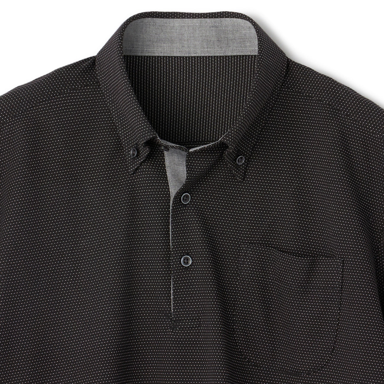 Biz Polo Aircool Button-Down Sashiko Polo Shirt - Black_03