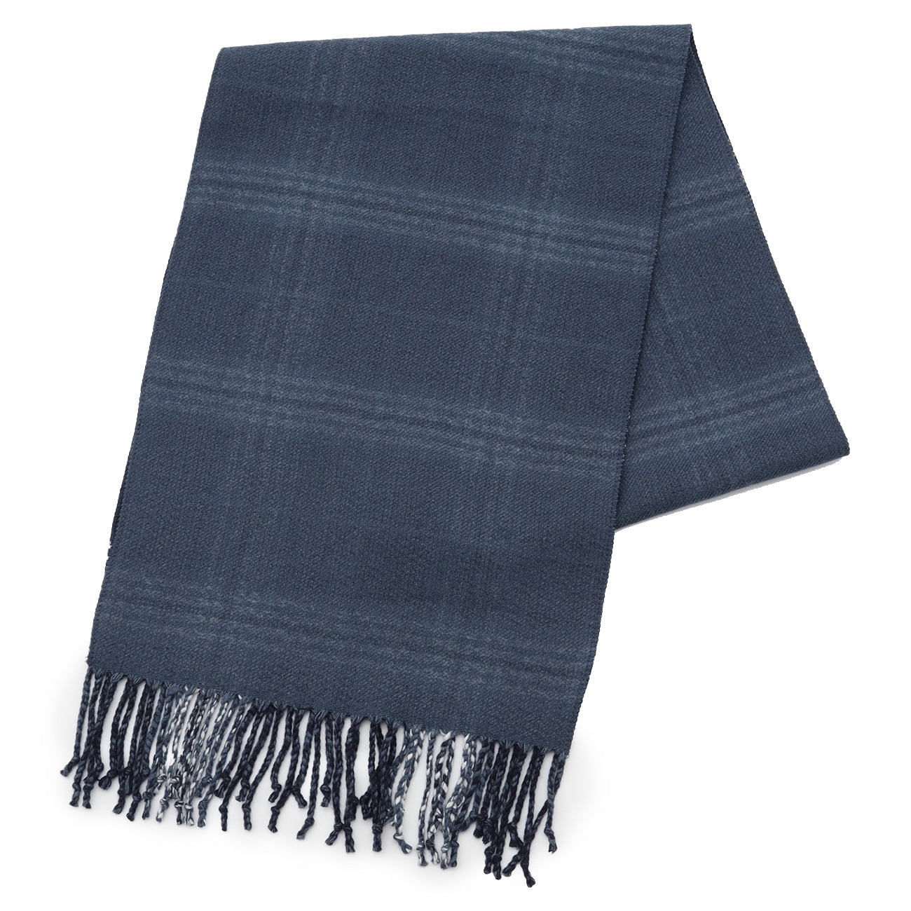 Washable Soft-touch Reversible Tartan Plaid Scarf - Navy -03