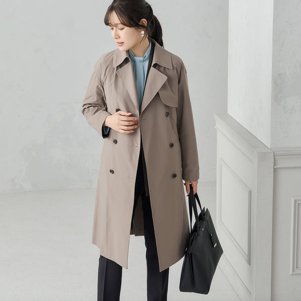 Water-Repellent Stretch Trench Coat with Detachable Liner